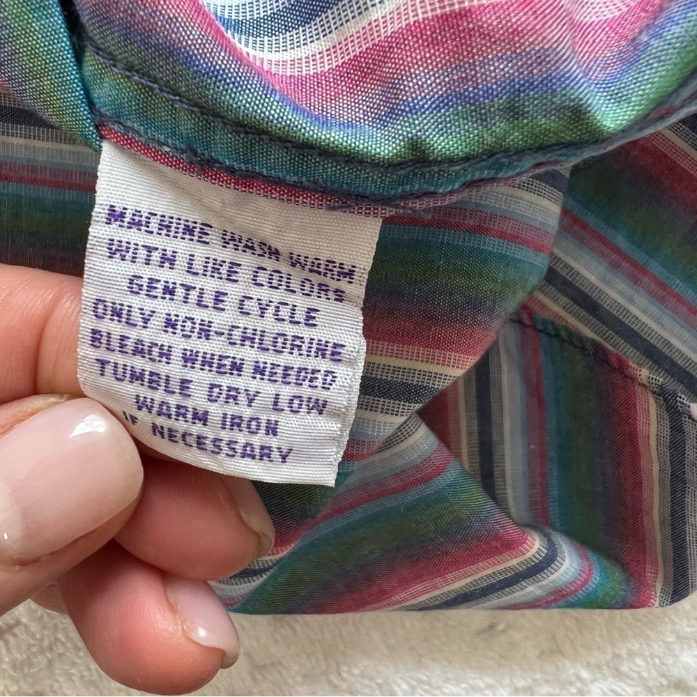 ! Alan Flusser Multicolor Striped Button Down Dress Shirt, - Picture 5 of 5